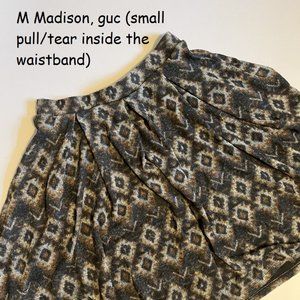 Medium Lularoe Madison skirt, liverpool fabric, muted aztec SW